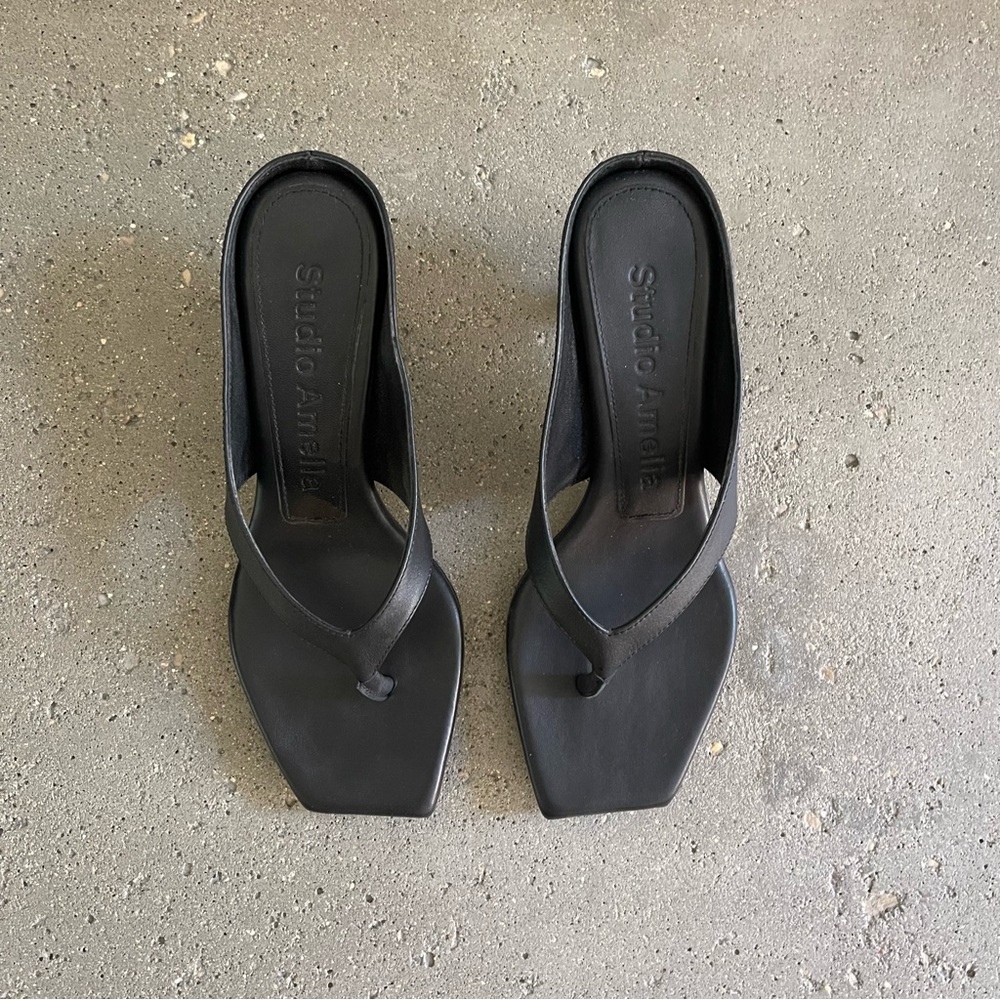 STUDIO AMELIA Black Angela 50mm Heeled Sandals - Picture 4 of 8